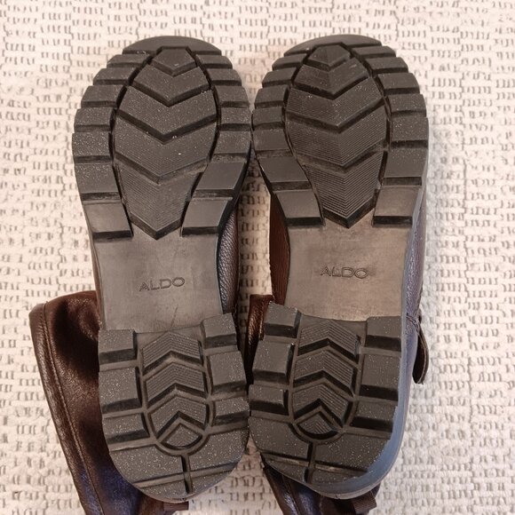 Aldo women's “Legisa” Buckle Motorcycle Fleece Chunky Mid-Calf Boots sz 10 - Picture 11 of 14